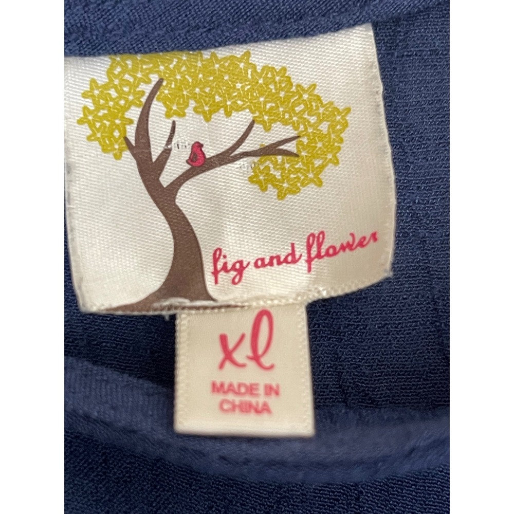 Fig and Flower Women Blue Embroidered Floral Peasant Blouse XL Long Sleeve Boho - Picture 8 of 16